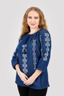 Bluza albastra cu motiv geometric alb Astrid