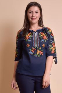 Bluza albastra cu motiv multicolor Gina 01