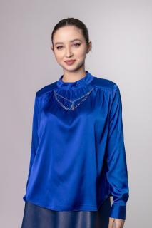 Bluza albastra eleganta cu lantisor decorativ