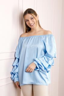 Bluza bleu eleganta cu maneci bufante