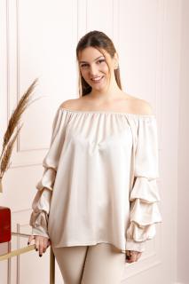 Bluza crem eleganta cu maneci bufante