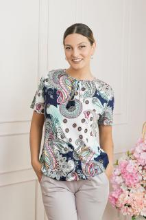 Bluza cu imprimeu floral Paisley bleumarin