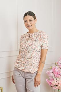 Bluza cu imprimeu floral pastel roz piersica