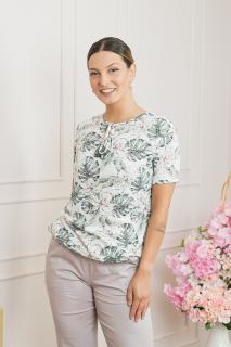 Bluza cu imprimeu tropical pastel verde