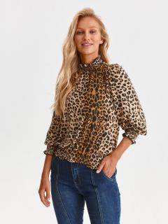 Bluza cu maneci bufante si imprimeu leopard