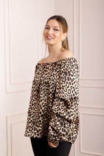 Bluza eleganta cu animal print si maneci bufante