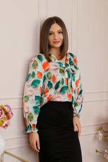 Bluza eleganta Jessica cu maneci bufante si decolteu cu funda - Verde