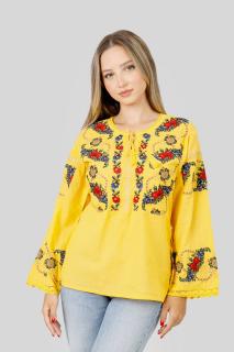 Bluza galbena cu motiv floral multicolor Afrodita 02