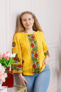 Bluza galbena cu motiv floral multicolor Beatrice 01