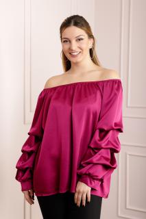 Bluza magenta eleganta cu maneci bufante