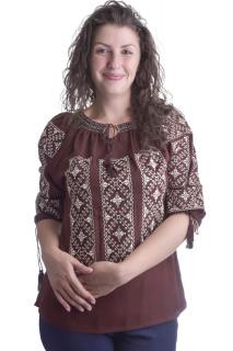 Bluza maro cu motiv geometric auriu Elvira 05