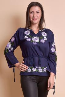 Bluza mov cu motiv floral multicolor Catrinel 08