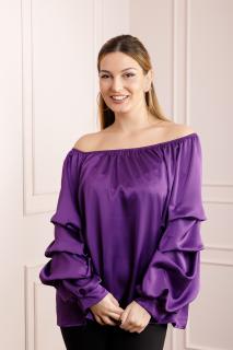 Bluza mov eleganta cu maneci bufante