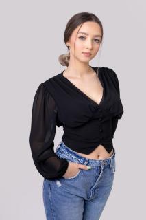 Bluza neagra cu maneci bufante