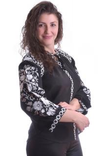 Bluza neagra cu motiv alb Ecaterina