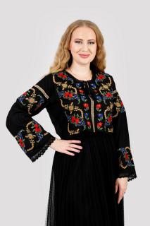 Bluza neagra cu motiv floral multicolor Afrodita 05