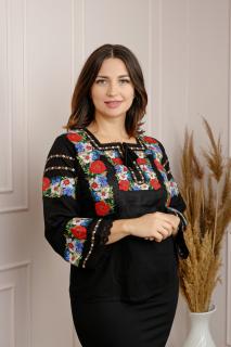 Bluza neagra cu motiv floral rosu Adina 04