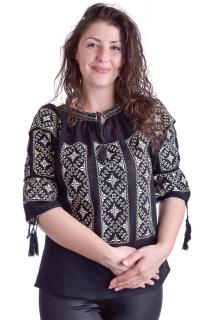 Bluza neagra cu motiv geometric alb Elvira 03