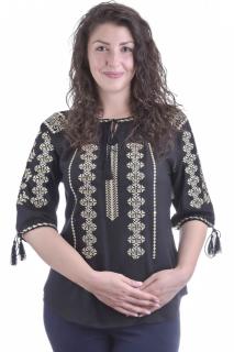 Bluza neagra cu motiv geometric auriu Melissa 06