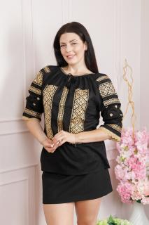 Bluza neagra cu motiv geometric auriu Olimpia