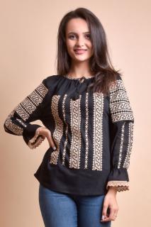 Bluza neagra cu motiv geometric crem Anca 02