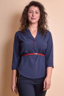 Bluza office bleumarin cu buline si guler tunica