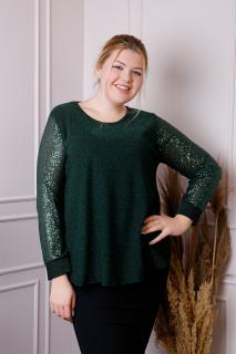 Bluza plus size Chloe cu paiete si fir lame - Verde
