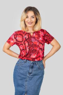 Bluza rosie cu imprimeu snake