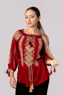 Bluza rosie cu motiv geometric crem Marlena 01
