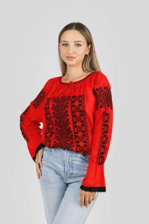 Bluza rosie cu motiv geometric negru Briana