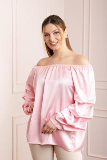 Bluza roz eleganta cu maneci bufante