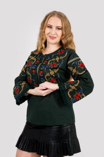 Bluza verde cu motiv floral multicolor Afrodita 04