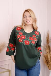 Bluza verde cu motiv floral rosu Melania