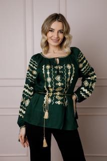 Bluza verde cu motiv geometric auriu Carmina 02