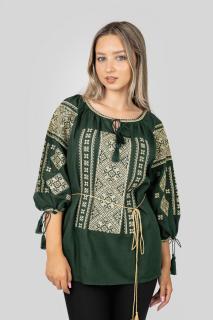 Bluza verde cu motiv geometric auriu Sonia