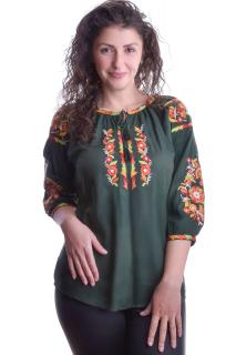 Bluza verde cu motiv multicolor Elena