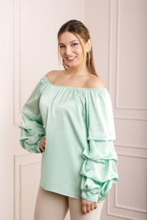 Bluza verde mint eleganta cu maneci bufante