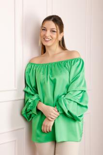 Bluza verde praz eleganta cu maneci bufante