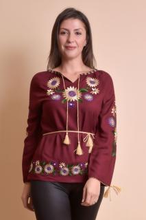 Bluza visinie cu motiv floral multicolor Catrinel 09