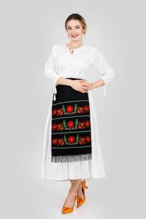 Catrinta traditionala neagra cu broderie florala multicolora Margareta