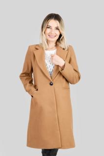 Palton elegant camel cu un nasture