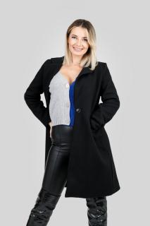 Palton elegant negru cu un nasture