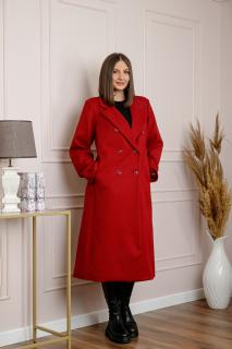 Palton lung dama elegant cu nasturi decorativi - Grena