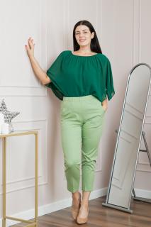 Pantaloni casual verde lime cu talie elastica si buzunare functionale