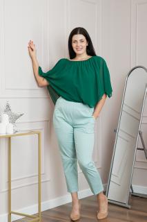 Pantaloni casual verde mint cu talie elastica si buzunare functionale