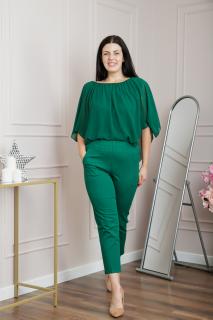 Pantaloni casual verzi cu talie elastica si buzunare functionale