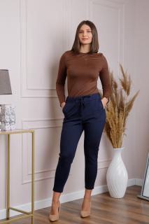 Pantaloni confort casual bleumarin cu snur in talie