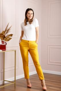Pantaloni eleganti galben mustar cu buzunare functionale