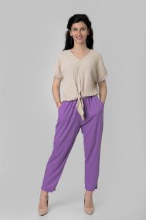 Pantaloni mov casual cu buzunare