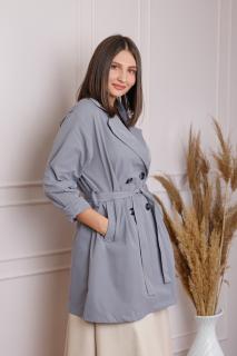 Pardesiu elegant gri cu cordon si nasturi